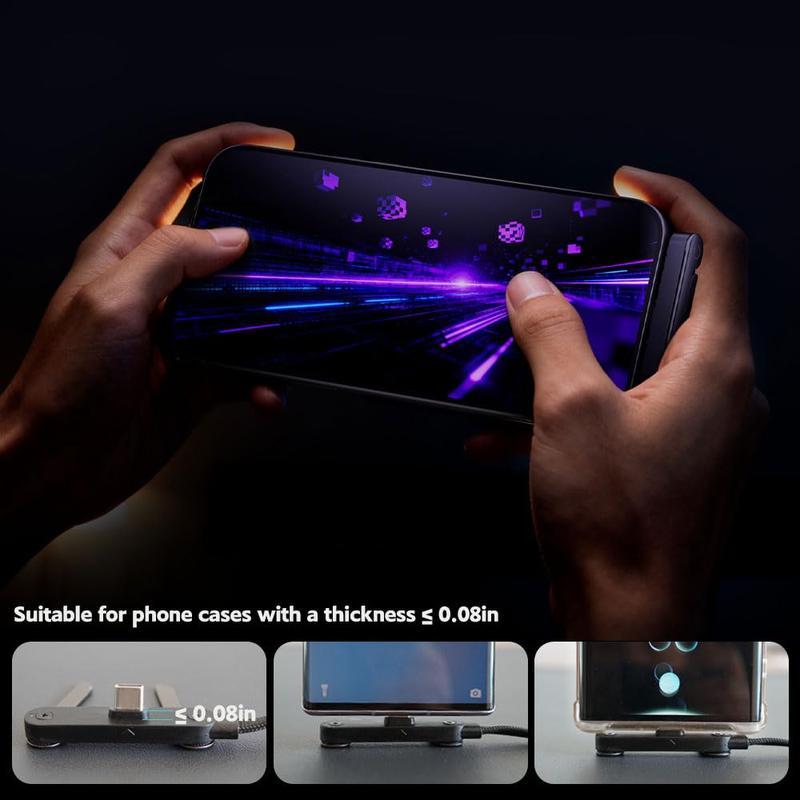 Invisible Holder Charger Cable with Stand, 240w super fast charging 2-in-1 Fast Charging Cord & Phone Stand for Gaming, Office, Car Travel, Compatible with Type-C charging cable Black