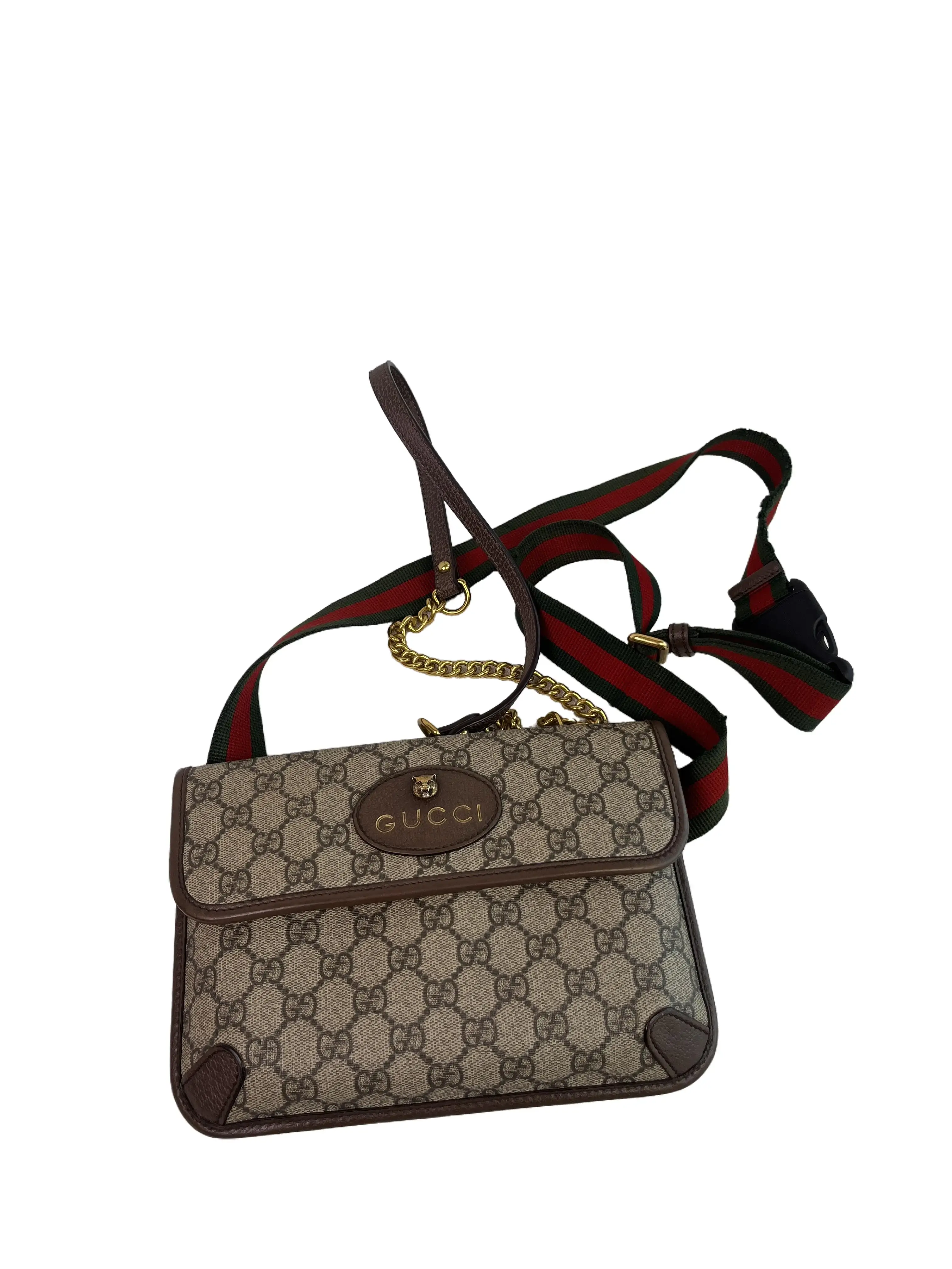 Pre-owned GUCCI GG‑Print Canvas Leather Cross‑body Bag/wj03113318/3318