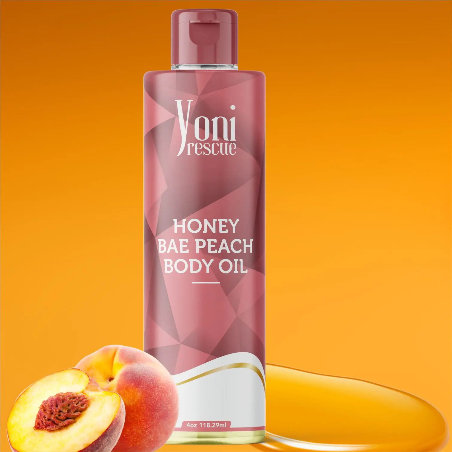 Honey Bae Peach Body Oil, with Apricot, Jojoba, Avocado Oils & Vitamin E Oil, Fast-Absorbing, Nourishes and Hydrates Skin, Body Care, Peach & Honey layer Fragrance Moisturizer Hydrating Moisturizing
