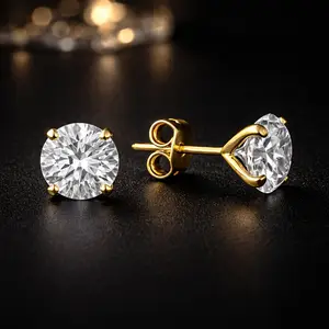 14K Yellow Gold Stud Earrings for Womens Girls Gifts Jewelry Push Back