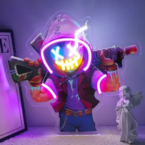 Joker Neon Sign, Anime Led Light for Wall Decor Clown Game Neon Signs for Bedroom Man Cave Brithday Party Gaming Room Decor Gifts for Gamer Men