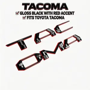 3D Tailgate Letters for Tacoma 2024-2026| Red & Gloss Black, No-Drill Peel & Stick, Gift for Truck Lovers, Pickup Accessories
