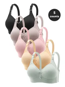 Women's Thin Bra Set with Adjustable Straps and Lace Trim, Comfortable Breathable No Underwire Elegant Bras, Various Colors, Essential Everyday Lingerie Strappy Lace Bra