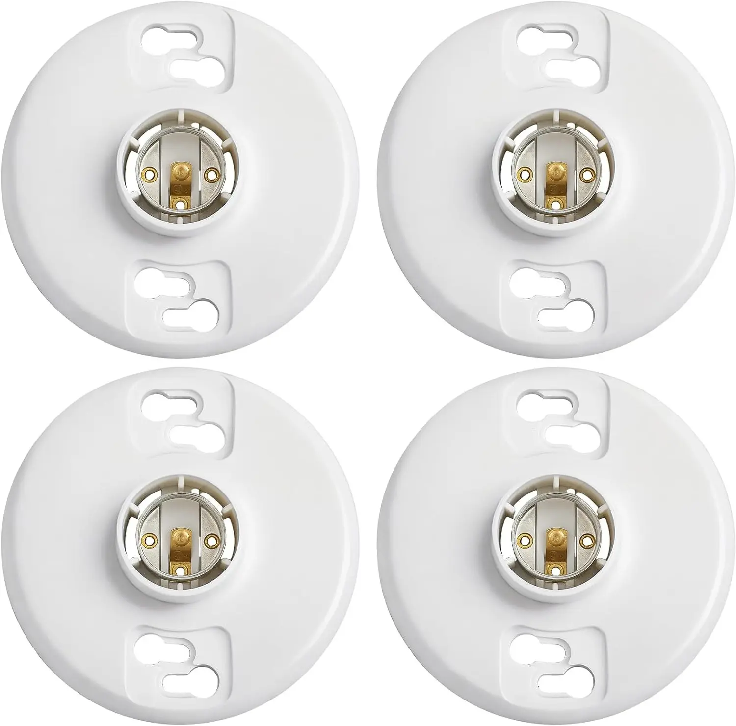 4 Pcs E26 Medium Base Light Socket Replacement UL Listed Keyless Ceiling Lampholder 660W 250V Rated Compatible with LED CFL Incandescent Bulbs