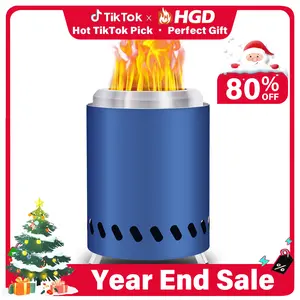 HGD Smokeless Fire Pit with Removable Ash Pan - Portable Outdoor Fire Pit - Stainless Steel - Wood Burning Lightweight Fireplace