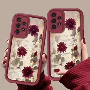 Vintage Newspaper Branch Flower Pattern Phone Case, TPU Shockproof Full Protection Case, Suitable for Samsung S21/22/23/24/25/NOTE20 PLUS ULTRA FE A13/14/15/16/17/33/34/35/36/52/53/54, Ideal Gift for Friends and Family, T5