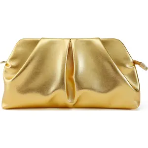 Women Clutch Bag Dressy Formal Handbag Pleated PU Clutch Purse Detachable Chain Crossbody Bag