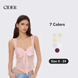 Cider Lace Sweetheart Bowknot Tank Top