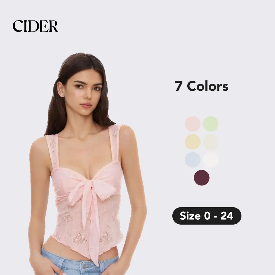 Cider Lace Sweetheart Bowknot Tank Top Cute Sleeveless