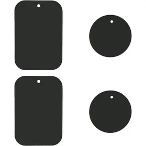 Universal Metal Plate 4 Pack for  Phone  Mount Holder Cradle, Compatible with   Mounts- 2 Rectangle and 2 Round, Black