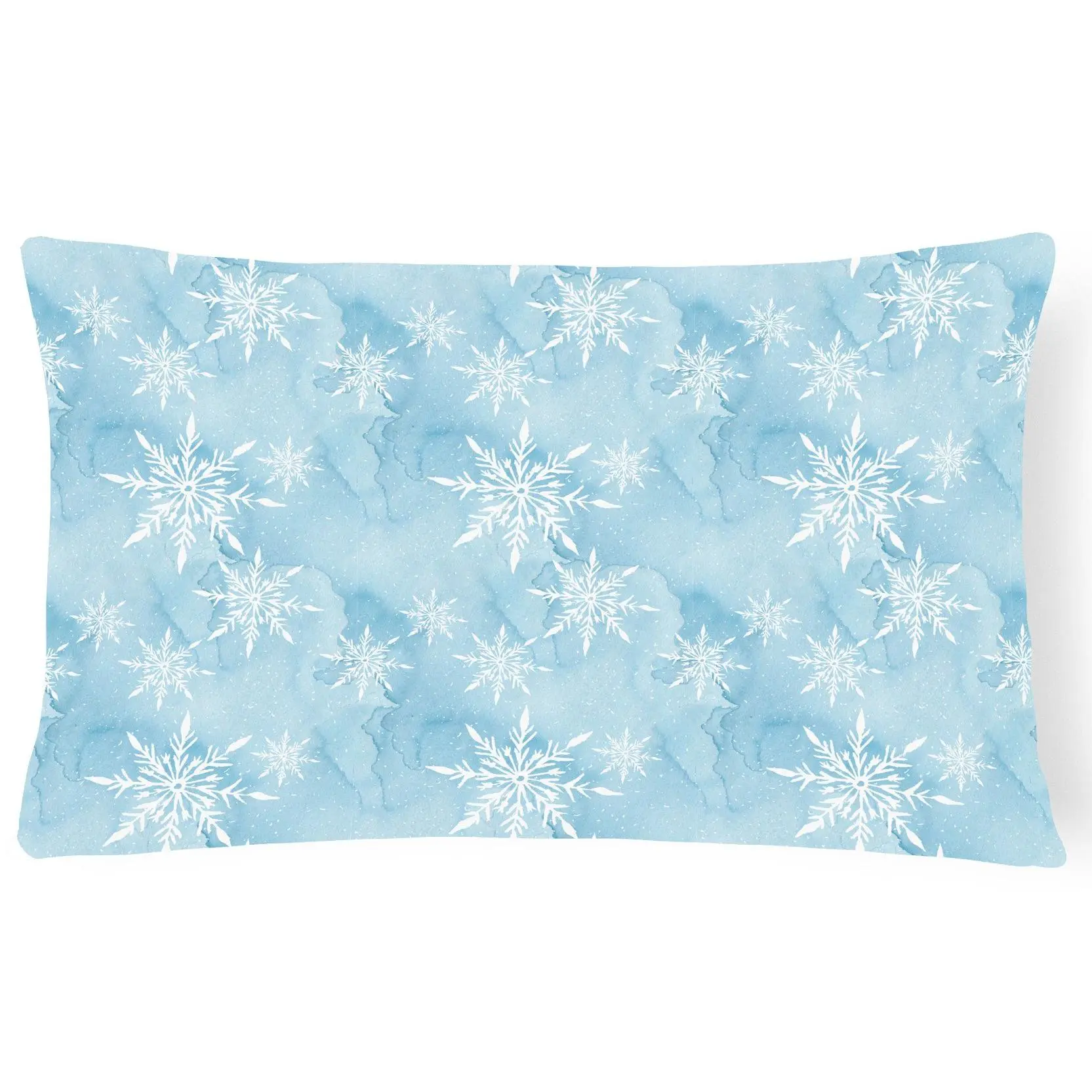 Watercolor Snowflake on Light Blue Decorative Throw Pillow 12x16 Indoor Outdoor Accent Cushion, Fabric Cover with Insert for Sofa, Bed, Porch & Living Room