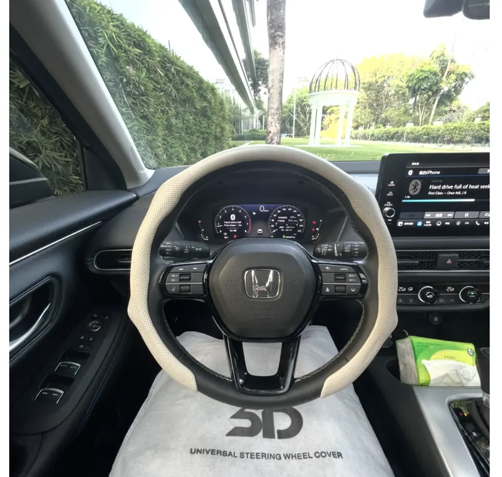 Nappa Leather Universal Automotive Car Steering Wheel Cover - Non-Slip, Breathable, Ultra-Thin Grip Car Interior Accessory with Quick Turn, 4-Season Use, Car Accessories