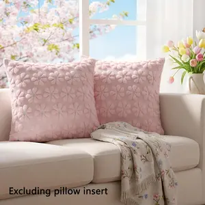 2pcs plush soft floral daisy pillowcases, 18x18 inches, floral daisy decorated pillowcase cover, plush soft and comfortable, suitable for spring and summer, farmhouse decoration, holidays, bedroom living room sofa decoration, not including pillow core