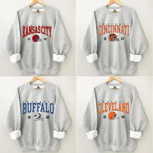 Unisex Crewneck Sport Classic Sweatshirt All Teams Football, Ash Grey Menswear Soft, Vintage All Team Football Shirt For Men And Women