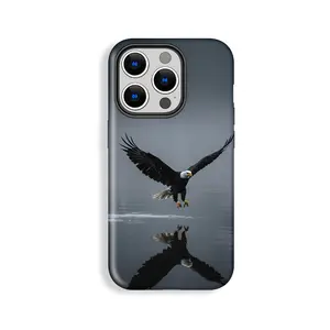 Cool White Head Sea Eagle Water Glide Pattern Rugged Phone Case, Presidents Day, Cool Protective Case, Gift for Him or Her, Shockproof, Double Shell Anti-drop, Wear Resistant, Phone Case Suitable for Iphone 11/12/13/14/15/16/17 Pro Promax Plus Air