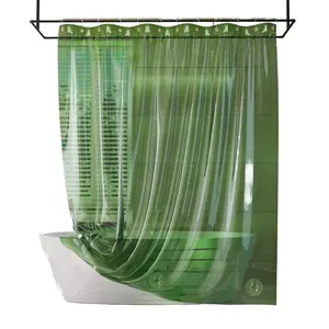 Shower Curtain Liner, 100% EVA Soft Clear Green Heavy Duty Shower Curtain and Liner 2-in-1, 72x72 Luxury Plastic Weighted Bathroom Shower Liner, 12 Rustproof Grommets & 3 Heavyweight Stones