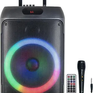IQ Sound IQ-6412DJBT 2 X 12-inch Portable Bluetooth Speaker with TWS FM Radio LED Lights USB Micro SD Connectivity