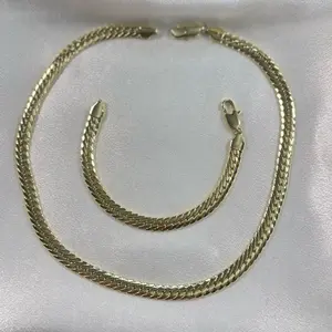 Herringbone Chain Set – Necklace 8mm x 20” + Bracelet 8mm x 8” – 14k Gold Filled