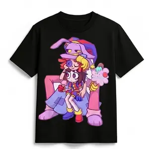 Pomni & Jax Digital Circus Tee | Retro Cartoon Graphic T-Shirt | Colorful Animation Streetwear Shirt | Unisex Oversized Cotton Tee | Digital Circus Fan Gift