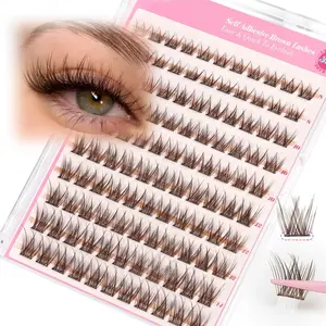 False Eyelashes Cluster Set, Natural Look with Invisible Band, 8-16mm D Curl, Dense Eyelashes, DIY Eye Makeup, Individual Lashes Clusters, False Eyelashes Kit