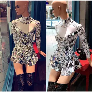 Disco White leotard dress