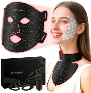 Red Light Therapy Face Mask with Box - 850nm NIR 7-LED Device for Face & Neck, Anti-Aging, Skin Firming, Radiant Glow, Rechargeable, Remote-Controlled, Home-Use, Suitable for All Skin Types