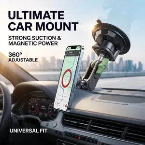 Universal Car Magnetic Phone Holder, Vacuum Suction Strong Fixation, 360° Rotatable Navigation Mount, Secure Smartphone Stand for Vehicles, Dash Mount, Cell Phone Mounts