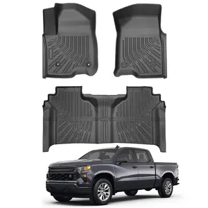 Canvcle Floor Mats for 2019-2026 Chevy Silverado/GMC Sierra 1500, 2020-2026 2500 HD/3500 HD Crew Cab (Fit w/Under-Seat Storage), All Weather Floor Liners for Silverado Accessories, Heavy Duty TPE Car Mats