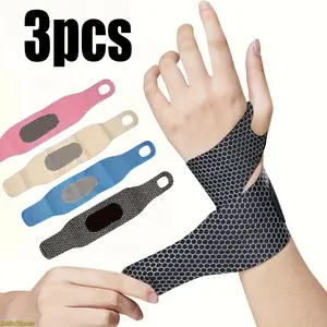 Breathable Wristbands 3-Piece Set, Adjustable Wrist Wraps, Wrist Tape, Unisex Fashion Accessories for Fitness Training, Computer Work