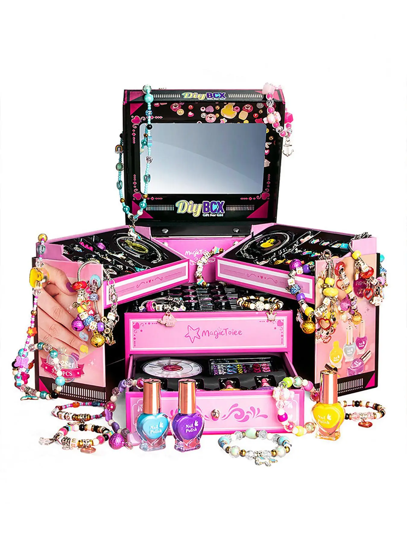 Crafts DIY Jewelry Making Kit & Nail Art Kit, DIY Jewelry Making Supplies for Bracelet Necklace Earrings, Best for Birthday Gift Box, Gift Ideas for W