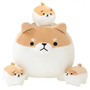 SQEQE Adorable Shiba Inu Plush Toy Set with  Baby Shiba Inus Soft Anime Kawaii Animal Pillow Stuffed Cotton Plush Toy Gift for Kids Collection Outdoorfun
