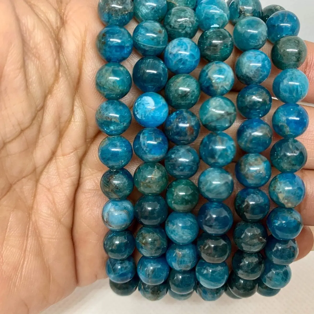 Natural Apatite Clarity Crystal Healing Bracelet 8mm 7.5 in