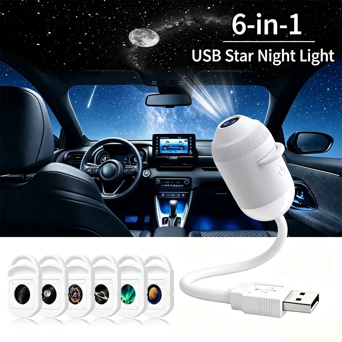 Galaxy Projector Night Light,USB Star Projector with Adjustable Brightness,Mini LED Wall Projection Lamp,360° Rotation Mini Galaxy Light Projector for Bedroom Ceiling Wall Room Deco