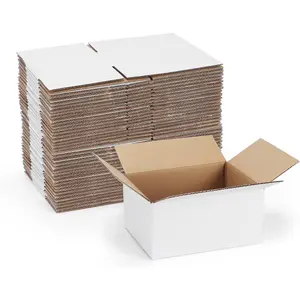 40 Pack Small Shipping Boxes 8x6x4 Inches White Corrugated Cardboard Mailing Box for Shipping Packing Business