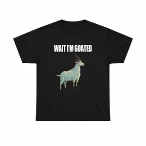Wait I'm Goated Unisex Tee (100% Cotton Tee), Magical Goat T-Shirt, Wait I'm Goated Shirt, Fantasy Animal Top, Stars Tee, No Background Tshirt Menswear Apparel