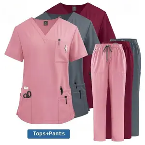 MELLOW MORNINGS High Quality Medical Clothing for Women Uniform Nurse Lab Coat Unisex Tops and Pants Suits Nursing Scrubs Uniforms Set