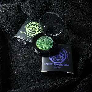 cytoix Wispweed Duochrome Eyeshadow - Metallic Green Lime Color Shift Eye Topper, Buildable & Blendable Pigment, Pressed Powder for Dramatic Festival Makeup