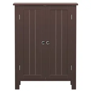 Segawe Wooden 2 Door Bathroom Cabinet Storage with 3 Shelves Free Standing 31.5" H, Brown