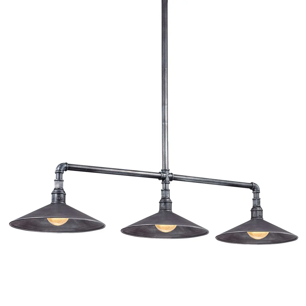 Toledo Linear Pendant Light - Rustic Metal Construction with Aged Silver Finish, Industrial Design