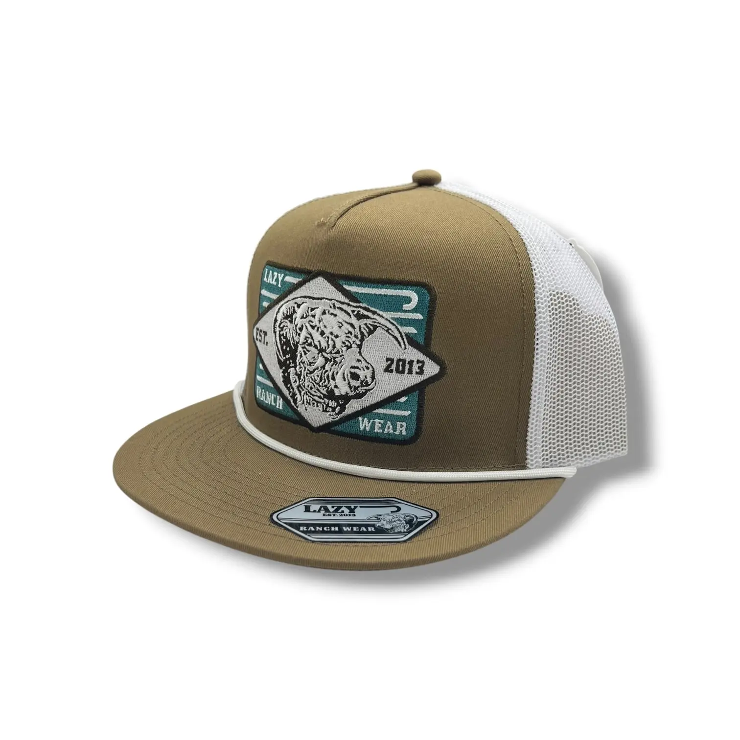 Lazy J Hat - Coyote Brown & White Iron Horn