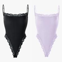 2pcs Bodysuit(Black/Lavender)