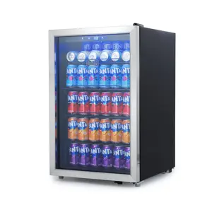 BLACK+DECKER 4.4 Cu. Ft. Beverage Cooler, Beverage Fridge with Double Pane Glass Door, Drink Fridge with 160-Can Capacity for Home Bar and Home Office with LED Display, BDB44LS