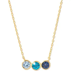 Custom Gold Tone 3 Stone Bezel Set CZ Birthstone Necklace, 16" long chain - Personalized Birthstone Necklace for Mom - Mother's Necklace - Gifts for Mom