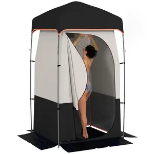 Shower Tent, Large Instant Pop Up Shelter with Mesh Floor & Carrying Bag, Privacy Changing Room Tent for Toilet, Camping, Dressing, Lightweight & Sturdy, Easy Set Up (Black)
