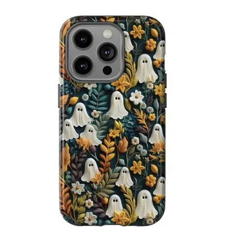 Magnetic Transparent Ghost Skull Element Halloween-themed Shockproof Phone Case for Apple/iPhone 17, 16, 15, 14, 13, 12, 11 Pro Max Plus. Supports wireless charging and compatible with MagSafe. 2025 Halloween Decoration Shockproof Phone Cover
