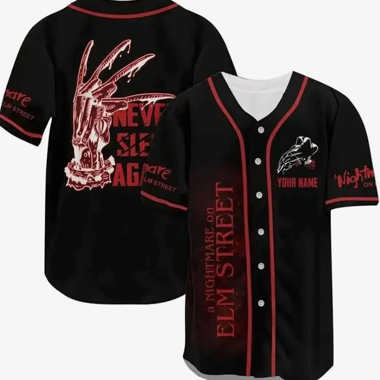 Personalized Fre.ddy Kru..eger Nightmare On Elm Street Baseball Jersey, Halloween Horror Jersey Shirt, Mens Shirt