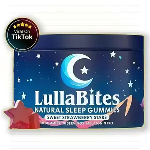 LullaBites Natural Sleep Gummies - 30 Servings -Sweet Strawberry Stars - Valerian Root Extract – A widely used botanical for nighttime relaxation