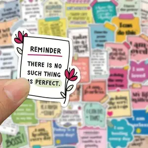 Inspirational Quote Sticker, 50pcs/set Waterproof Self Adhesive Decal, Decor Sticker for Gift Greeting Card Water Bottle Laptop Phone