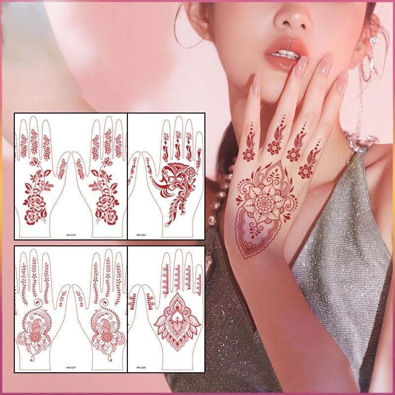 3 Sheets Ramadan Brown Red Crescent Pattern Totem Lace Waterproof Temporary Tattoo Sticker Fake Tattoo