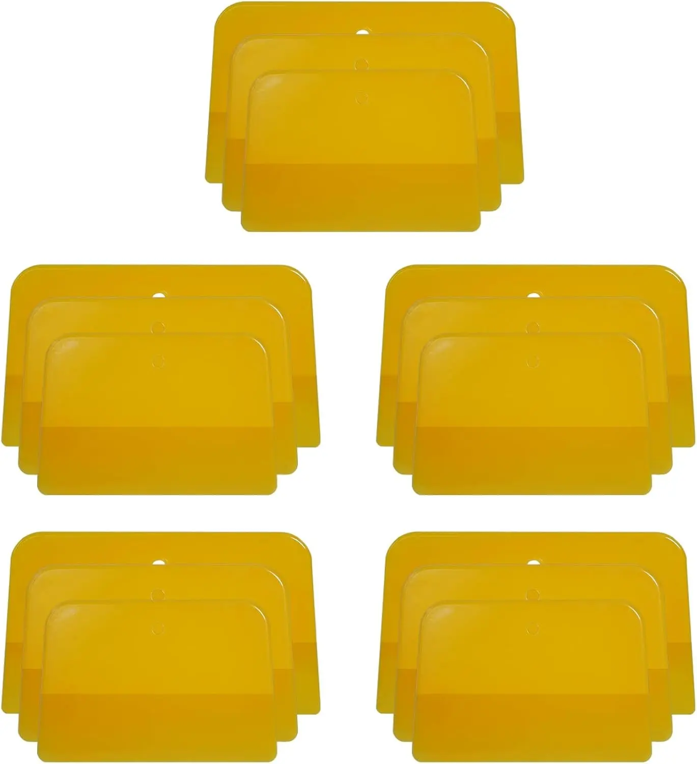 Body Filler Spreaders (4, 5, 6in 15Pieces) - Yellow Reusable Plastic Spreader Auto Body Spreader for Automotive Fillers, Putties, Glazes, Caulks and Paint